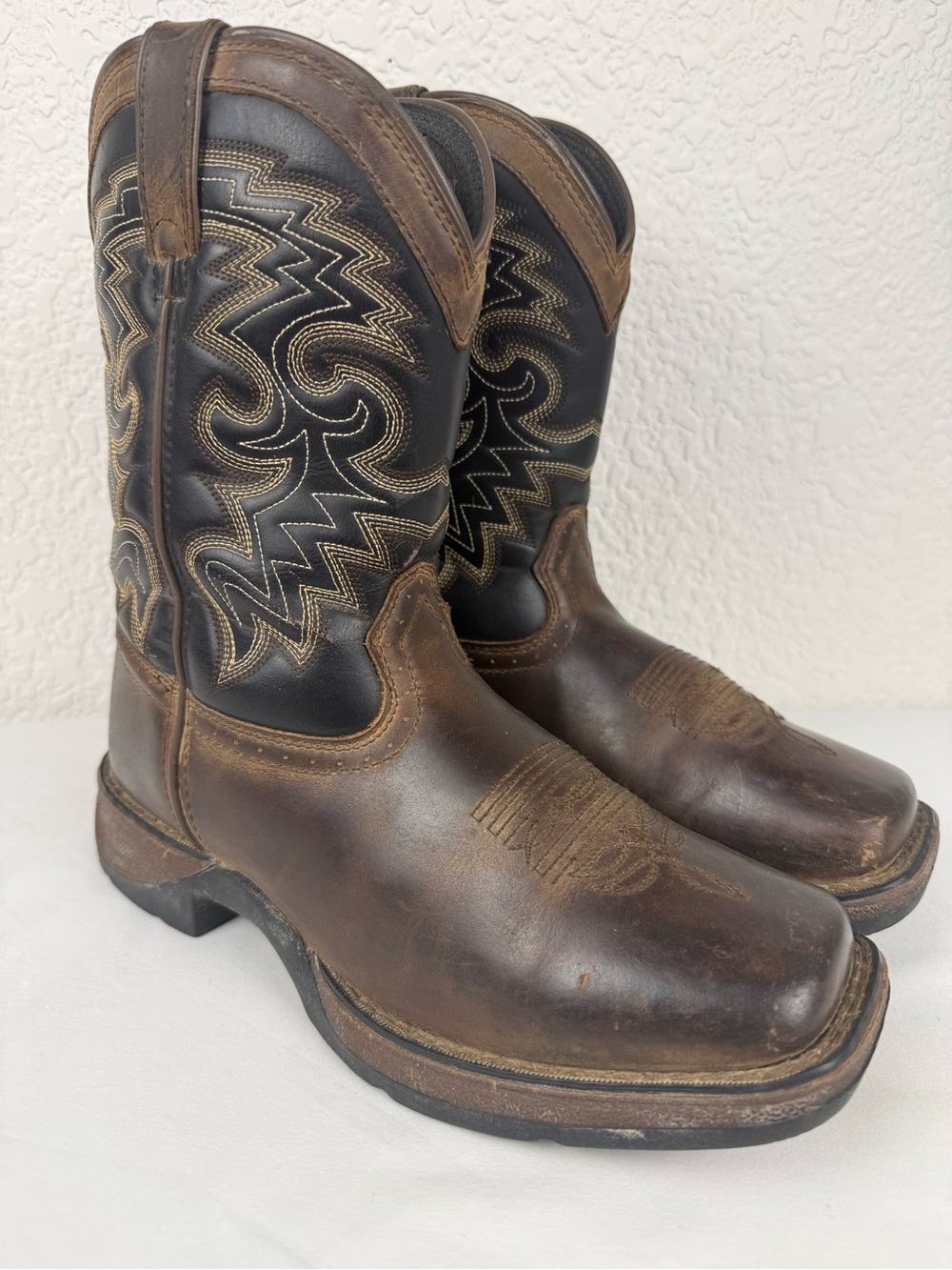 Durango |  Lil' Durango DWBT050 Western Boots | Tan Black Square Toe |Big Kids 4